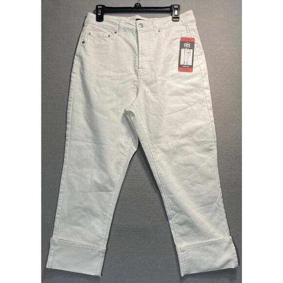 FRYE WOMEN'S HIGH RISE STRETCH CUFFED CROP JEANS SIZE 8 - Picture 1 of 10